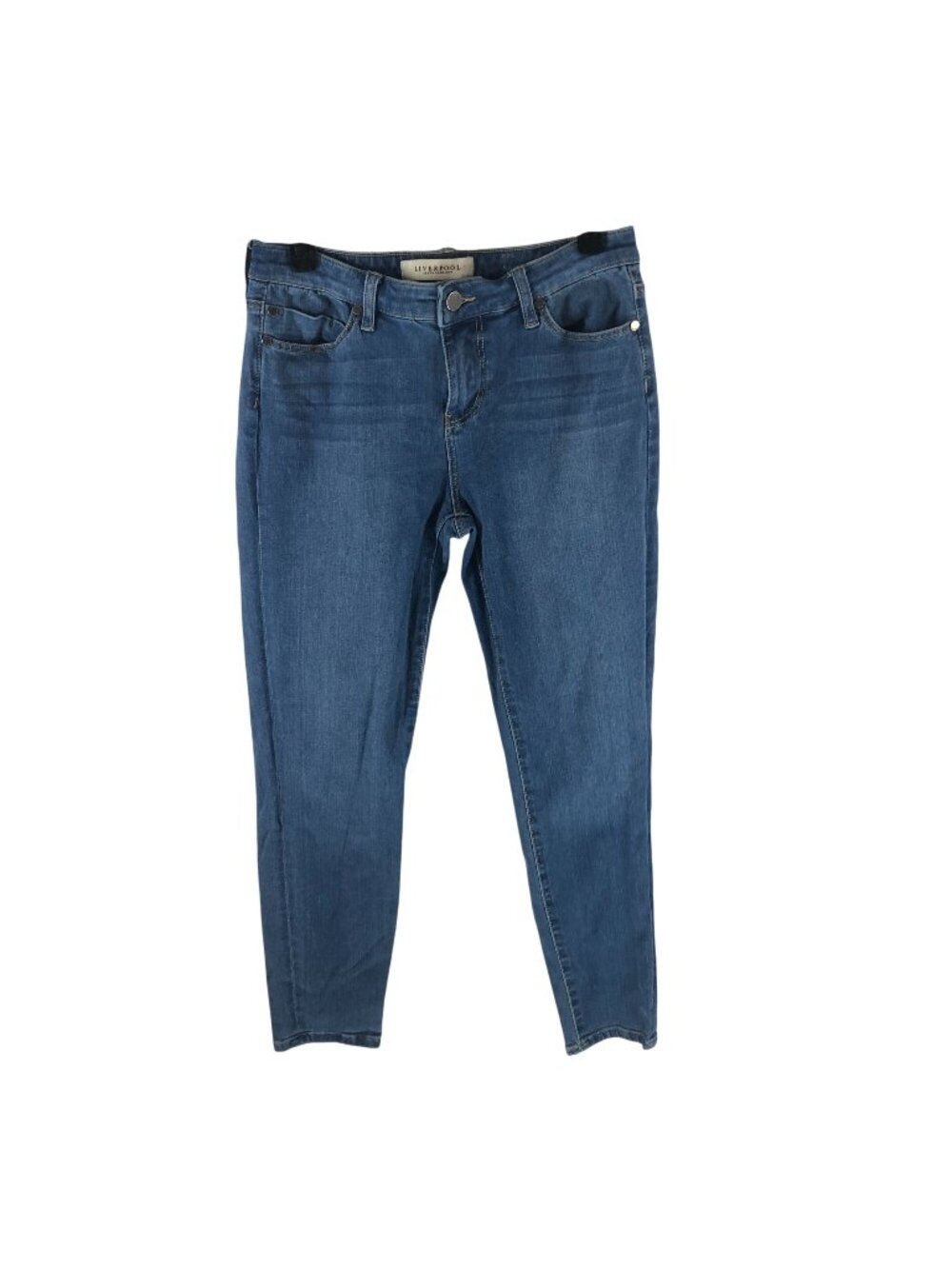 Liverpool Skinny Jeans Petite 6/28 Hydra Stone Mid-Rise Stretch Denim Blue